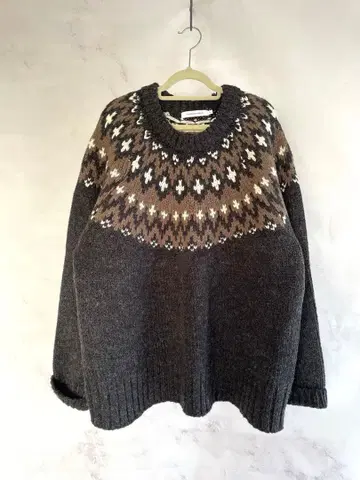 아메리칸 홀릭 니트 두꺼운 원단 카우친 스웨터