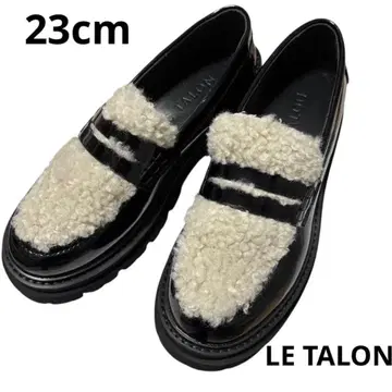 LE TALON 루타론 통굽 로퍼 복슬복슬 블랙 23cm