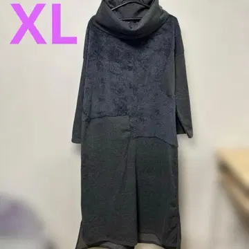 [ 빅 사이즈 XL ] 새상품급 속기모 그레이 터틀넥 롱 원피스