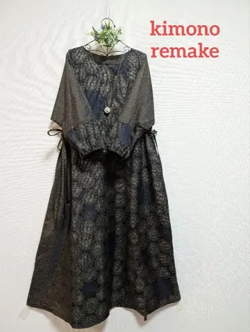 기모노 리메이크 원피스 오시마 명주 락천 돌먼 슬리브 ML~LL
