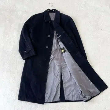 퓨어 캐시미어 100% 롱 코트 히요 버튼 블랙 빅 XL 상당