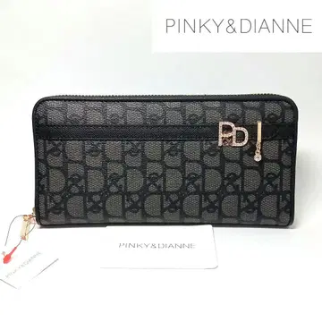 새상품 핑키앤다이안 장지갑 라운드 지퍼 패드락 블랙
