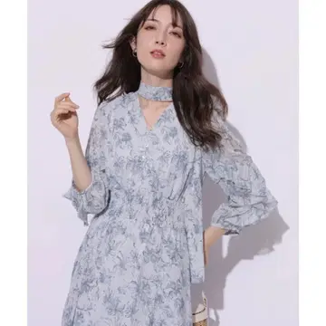 아푸와이저 리셰 스카이블루 플라워 프린트 맥시 원피스 0 xs