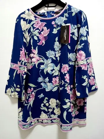 미사용 레오나르 코튼 7부 소매 상의 빅 40