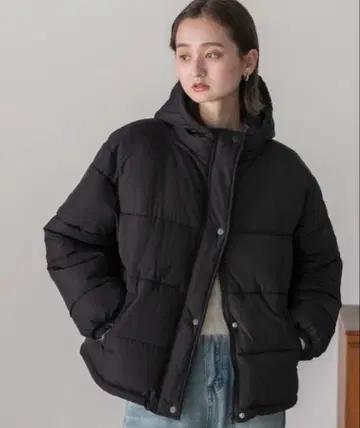 후드 부착 에코 다운 블루종