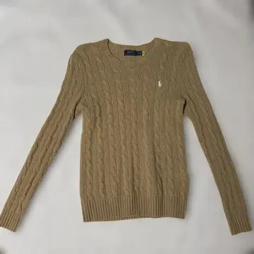POLO 베이지 케이블 니트 스웨터 긴팔