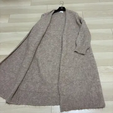 레어 FRAY I.D 알파카 롱 가디건 노카라 어른 심플