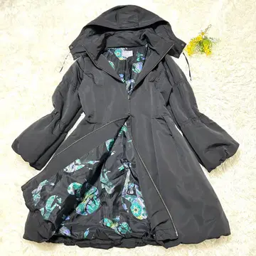 토쿠코 프리미어볼 A 라인 다운 코트 안감 올 패턴 블랙 M 후드