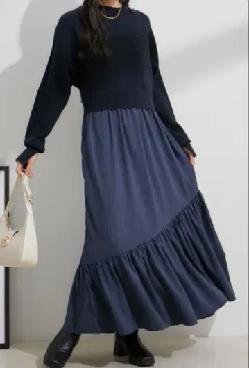 VIS 돌먼 니트 도킹 원피스