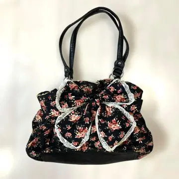 y2k 00s 히메 갸루 페어리 그런지 백 꽃무늬 리본 레이스