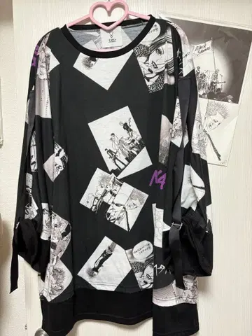 KMK 나나 코믹 프린트 오버사이즈 T셔츠