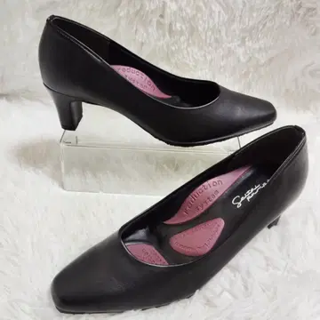 새상품급! RAKUNA 블랙 펌프스 22.5cm 스퀘어토