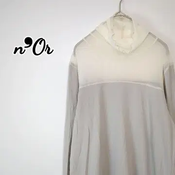 n Or 상의 긴팔 T셔츠 터틀넥 시어 그레이 L