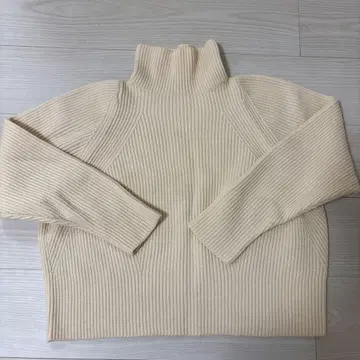 DES PRES 울 터틀넥 풀오버/스웨터 두꺼운 원단 울, 화이트