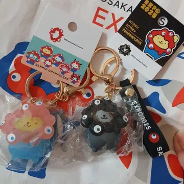 폼폼푸딩 블랙 미야쿠미야쿠 & 클리어 마스코트 키링 2세트