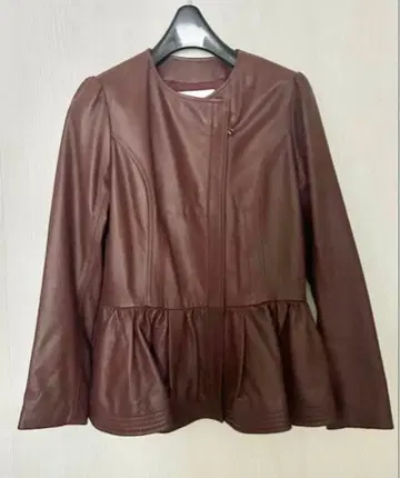 [ CHESTY ] 페플럼 가죽 자켓