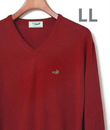 [컨디션 최상] 크로커다일 니트 레드 V넥 스웨터 긴팔 LL