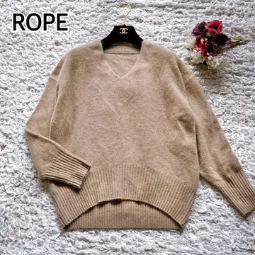 로페 니트 양모 폭스 긴팔 베이지 38 리브 편직