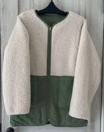 리버서블 보아 자켓 아이보리 카키 미사용