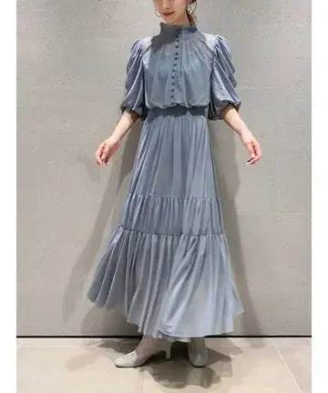 snidel 스나이델 라이트 블루 파티 드레스 롱 원피스