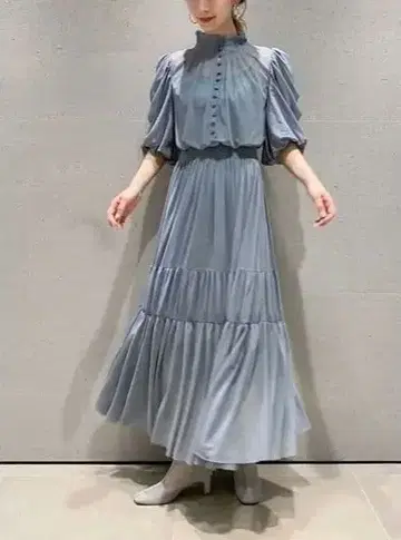 snidel 스나이델 라이트 블루 파티 드레스 롱 원피스