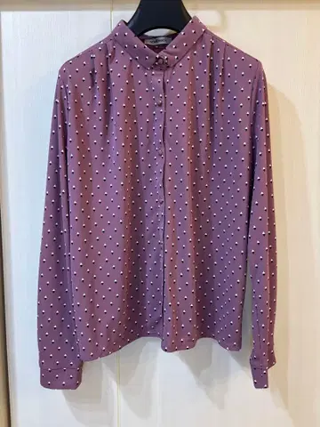 NEWYORKER 퍼플 도트 무늬 긴팔 셔츠