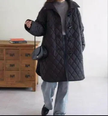 디스코트 Discoat 토글 버튼 퀼팅 코트 미사용