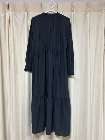 내추럴 뷰티 베이직 블랙 롱 원피스 긴팔