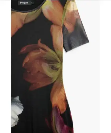 Desigual 플라워 프린트 반팔 맥시 롱 원피스