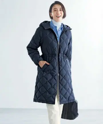 안피로 x 타이온 A라인 코트 네이비