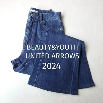 BEAUTY&YOUTH 데님 플레어 팬츠 -워셔블- 네이비