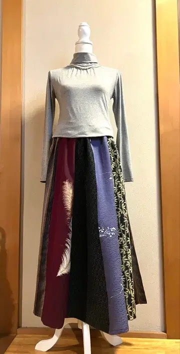 기모노 리메이크 핸드메이드 롱 스커트