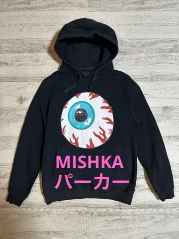 MISHKA 미시카 눈 디자인 블랙 풀오버 후드티