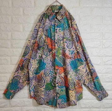 페이즐리 올 패턴 컬러풀 셔츠