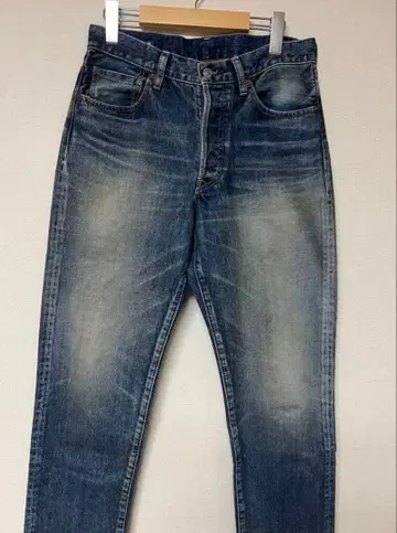 MINEDENIM 루즈 스트레이트 데님 데미지 가공