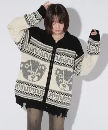 Anui/GRM 베어 코위찬 니트 가디건