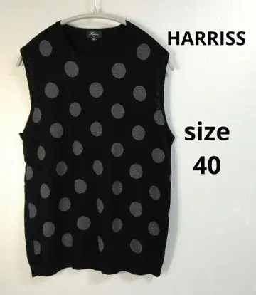 해리스 HARRISS 도트 무늬 슬리브리스 베스트 사이즈 40