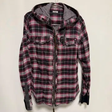 PPFM 풀 집업 후드티 체크 플란넬 셔츠 더블 지퍼