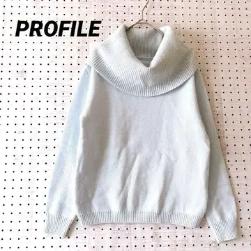 프로필 오프숄더풍 니트 부드러운 리브 넥 라메 (38) 페일 블루