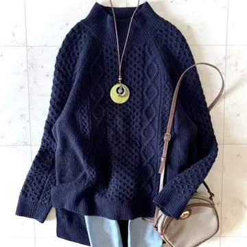 새상품급 그린 라벨 릴랙싱 해밀턴 라무 울 케이블 짜임 니트