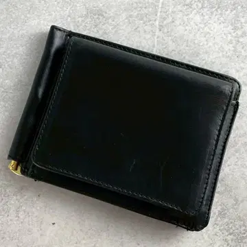 새상품급/동전 지갑 포함 그렌 로얄 머니클립 가죽 이단 접이 블랙