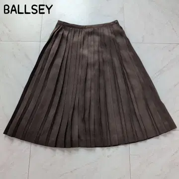 BALLSEY 플리츠 스커트 스웨이드 무릎 아래 길이