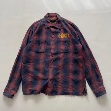 KUSTOMSTYLE 자수 체크 셔츠 옴브레