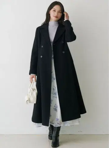 MERCURYDUO 핏앤플레어 코트 S 블랙