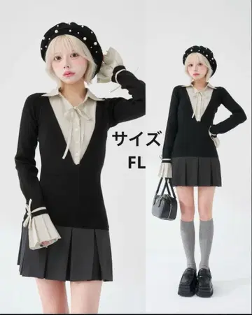 Darich 셔츠 도킹 플리츠 미니 원피스