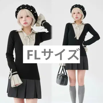 darich 셔츠 도킹 플리츠 미니 원피스 BRK ( FL 사이즈 )