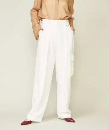 네이비 conte 카고 턱 와이드 팬츠 36