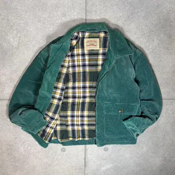 빈티지 코듀로이 자켓 90s 체크 담요 짧은 기장