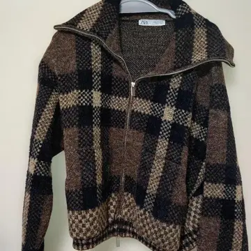 ZARA 자라 체커 패턴 봄버 니트 자켓