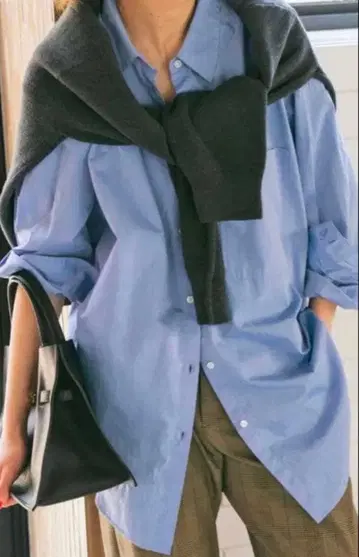 50 코튼 오버 셔츠 블루